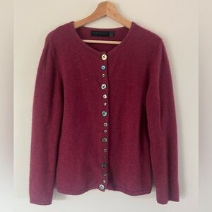 Merinomink New Zealand Maroon Knit Soft Cardigan Long Sleeve Sweater Size Medium